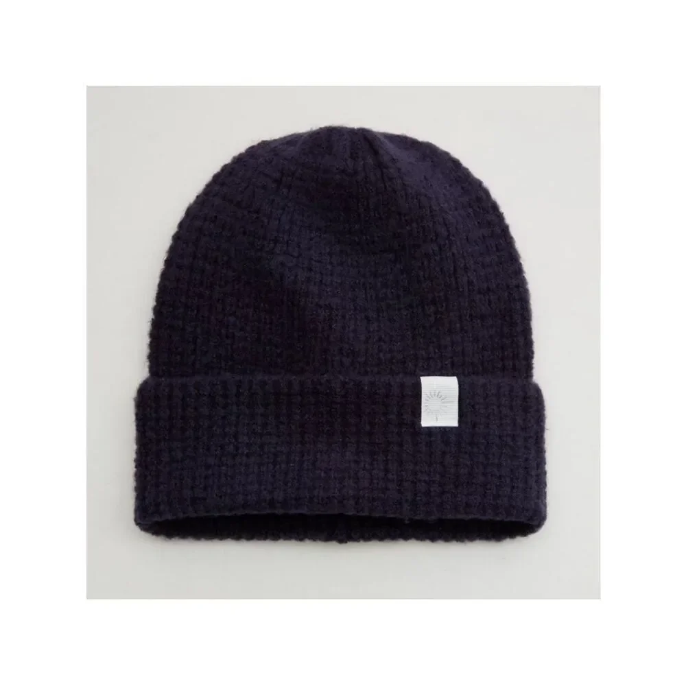 OFFLINE Navy Blue Waffle Knit Beanie Hat